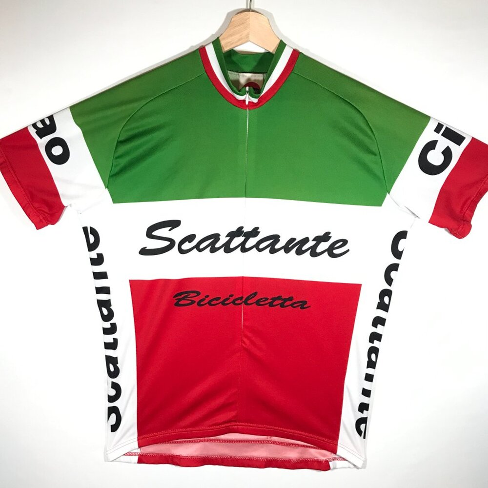 World Jerseys Men's XL Green 3/4 Zip Scattante Short Sleeve Bike Cycling Jersey